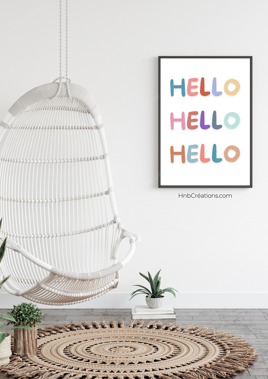 Affiche Hello coloré