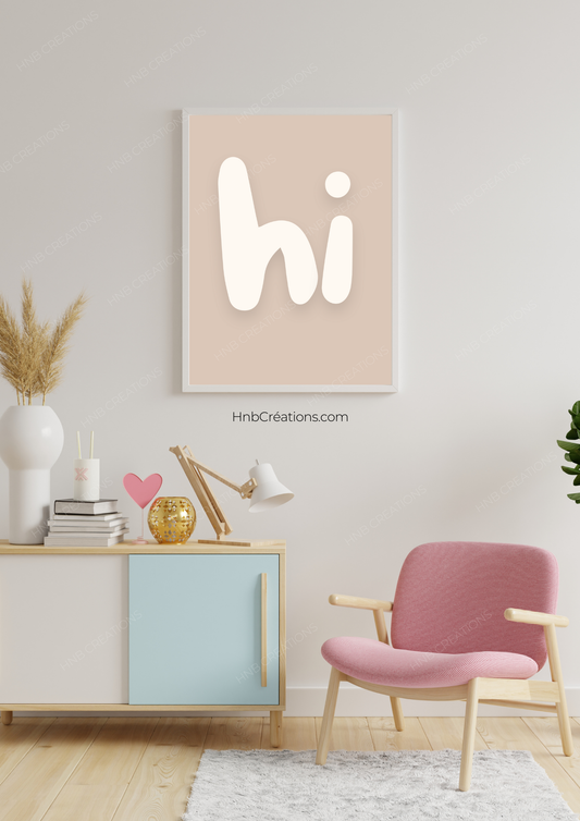 Affiche Hi beige