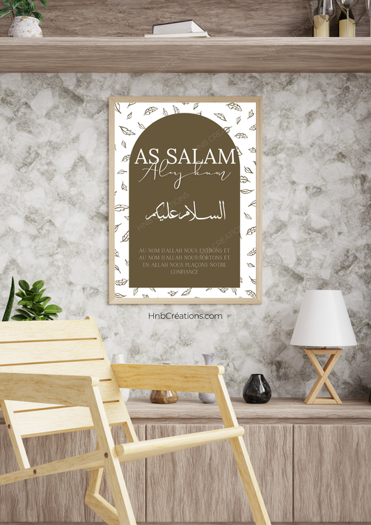 Affiche As Salam Aleykum - fond feuilles